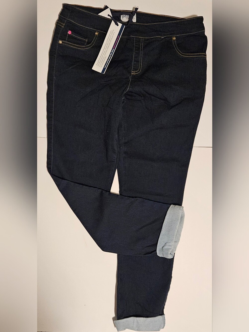 Pajama Jeans Indigo Blue Boyfriend Jeans with Gold Stitching